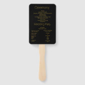 黒モダンエレガント金ゴールドスクリプト結婚式 プログラム ハンドファン (裏面)