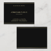 黒モダンエレガント金ゴールドテンプレートラグジュアリートレンディー 名刺 (正面/裏面)