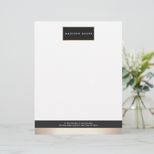 黒モダンエレガント金ゴールドプラークプロフェッショナル レターヘッド (スタンド正面)