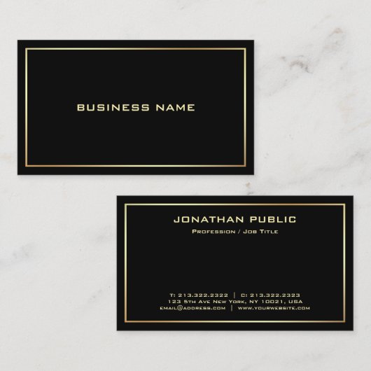 黒モダンエレガント金ゴールドプロフェッショナルテンプレート 名刺 (正面/裏面)