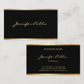 黒モダンエレガント金ゴールドプロフェッショナルハンドスクリプト 名刺 (正面/裏面)