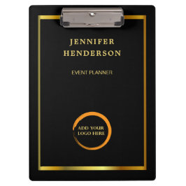 黒モダンエレガント金ゴールドプロフェッショナルロゴ クリップボード