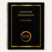 黒モダンエレガント金ゴールドプロフェッショナルロゴ ノートブック (正面)