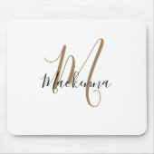 黒モダンエレガント金ゴールドモノグラムガーリーMo マウスパッド (正面)