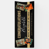 黒モダンエレガント金ゴールド写真校卒業 横断幕 (縦)