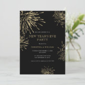 黒モダンエレガント金ゴールド大晦日パーティー 招待状 (スタンド正面)