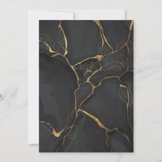 黒モダンエレガント金ゴールド大理石はだしの花嫁™ 招待状 (裏面)