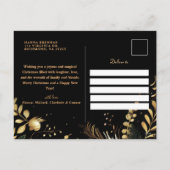 黒モダンエレガント金ゴールド植物性クリスマス シーズンポストカード (裏面)