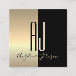 黒モダンエレガント金ゴールド スクエア名刺