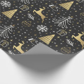 黒モダンエレガント金ゴールド ラッピングペーパー (角)