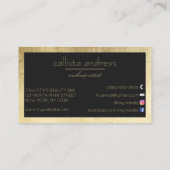 黒モダンエレガント金フォイル縁ど箱 名刺 (裏面)