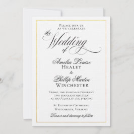 黒モダンエレガント金ホイル結婚ズ 招待状