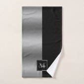 黒モダンエレガント銀の幾何学的デザイン バスタオルセット (ハンドタオル)