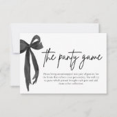 黒モダンエレガント頭がパンティのゲームカードを弓で 招待状 (正面)