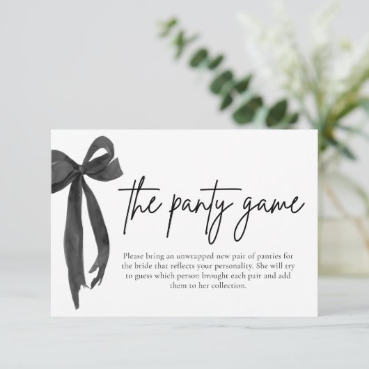 黒モダンエレガント頭がパンティのゲームカードを弓で 招待状 (スタンド正面)