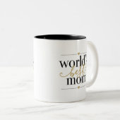 黒モダンエレガント黒と金ゴールドの世界のマム ツートーンマグカップ (正面右)