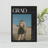 黒モダンエレガント2写真卒業パーティー 招待状 (スタンド正面)