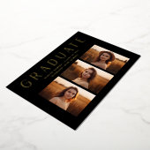 黒モダンエレガント4写真卒業パーティー 箔招待状 (回転した状態)