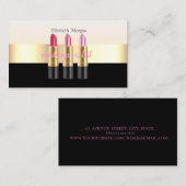 黒モダンエレガント、口紅、メイクアップアーティスト 名刺 (正面/裏面)