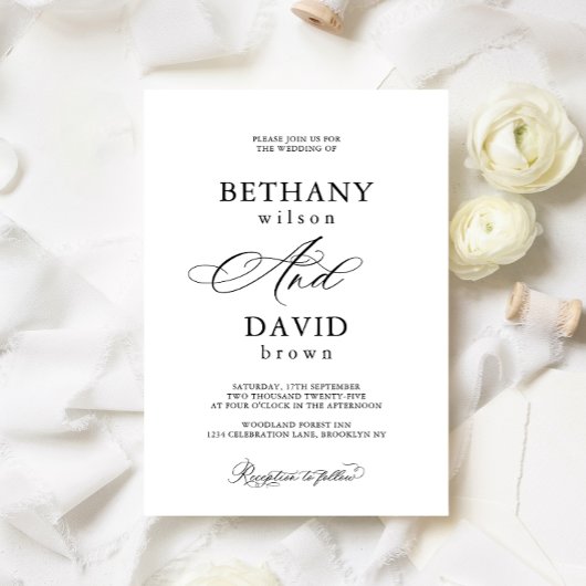 黒モダンエレガント・書道結婚の 招待状