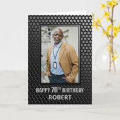 黒モダンカスタム写真70誕生日 カード (黄色い花)