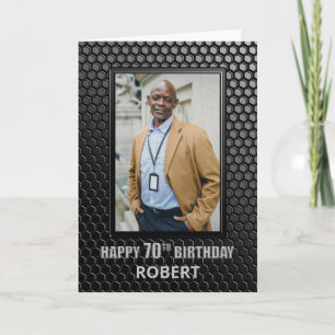 黒モダンカスタム写真70誕生日 カード