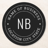 黒モダンカスタム社の会社名 ラウンドペーパーコースター (正面)