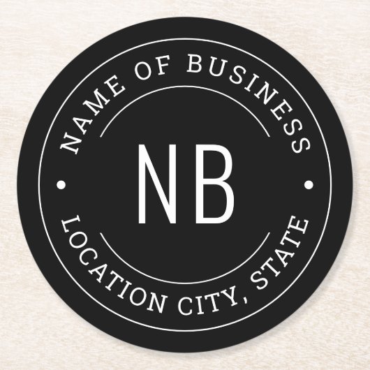 黒モダンカスタム社の会社名 ラウンドペーパーコースター (正面)