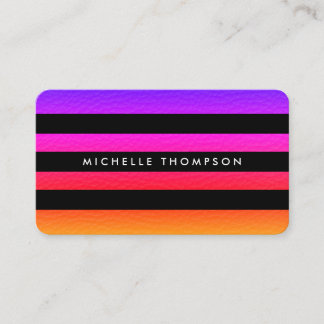 黒モダンカラフルいテクスチャストライプ 名刺