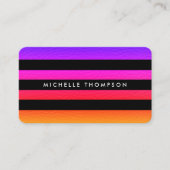 黒モダンカラフルいテクスチャストライプ 名刺 (正面)