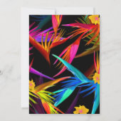 黒モダンカラフル熱帯フローラ結婚ズ 招待状 (裏面)