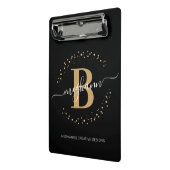 黒モダンガーリー金ゴールド名スクリプトモノグラムの ミニクリップボード (アングル2)