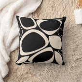 黒モダンクスタイリッシュクリーム抽象芸術パターン クッション (ブランケット)