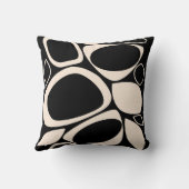 黒モダンクスタイリッシュクリーム抽象芸術パターン クッション (裏面)