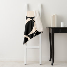 黒モダンクスタイリッシュクリーム抽象芸術パターン シェルパブランケット