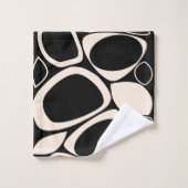 黒モダンクスタイリッシュクリーム抽象芸術パターン バスタオルセット (ウォッシュタオル)