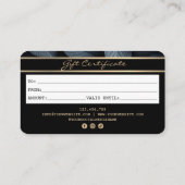 黒モダンクレジットカードギフトカード証明書 名刺 (裏面)