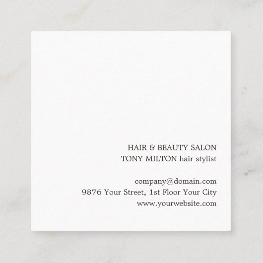 黒モダングエレガントレー美容師 スクエア名刺 (裏面)