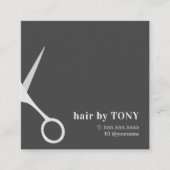 黒モダングエレガントレー美容師 スクエア名刺 (正面)