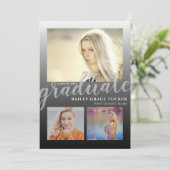 黒モダングラデーション卒卒業3写真卒業 案内状 (スタンド正面)