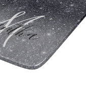 黒モダングリッターの輝きパーソナライズされた名 カッティングボード (角)