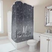 黒モダングリッターの輝きパーソナライズされた名 シャワーカーテン (インサイチュ)