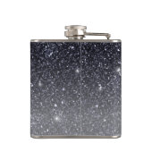 黒モダングリッターの輝きパーソナライズされた名 フラスク (裏面)