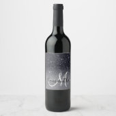 黒モダングリッターの輝きパーソナライズされた名 ワインラベル (正面)