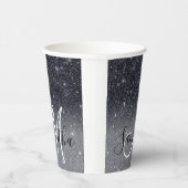 黒モダングリッターの輝きパーソナライズされた名 紙コップ (右)