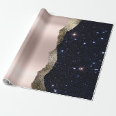 黒モダングリッターバラ金ゴールド ラッピングペーパー (アンロールド)