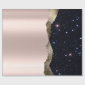 黒モダングリッターバラ金ゴールド ラッピングペーパー (フラット)