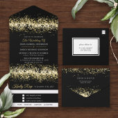 黒モダングリッター結婚全てを一つの招待状 オールインワン招待状