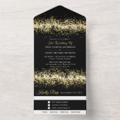 黒モダングリッター結婚全てを一つの招待状 オールインワン招待状 (内側)