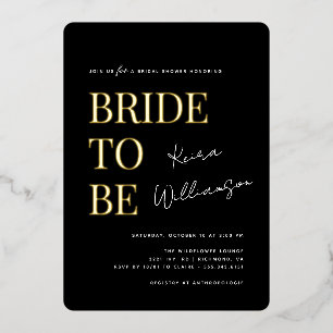 黒モダンコンテンポラリーと金ゴールドのブライダルシャワー 箔招待状